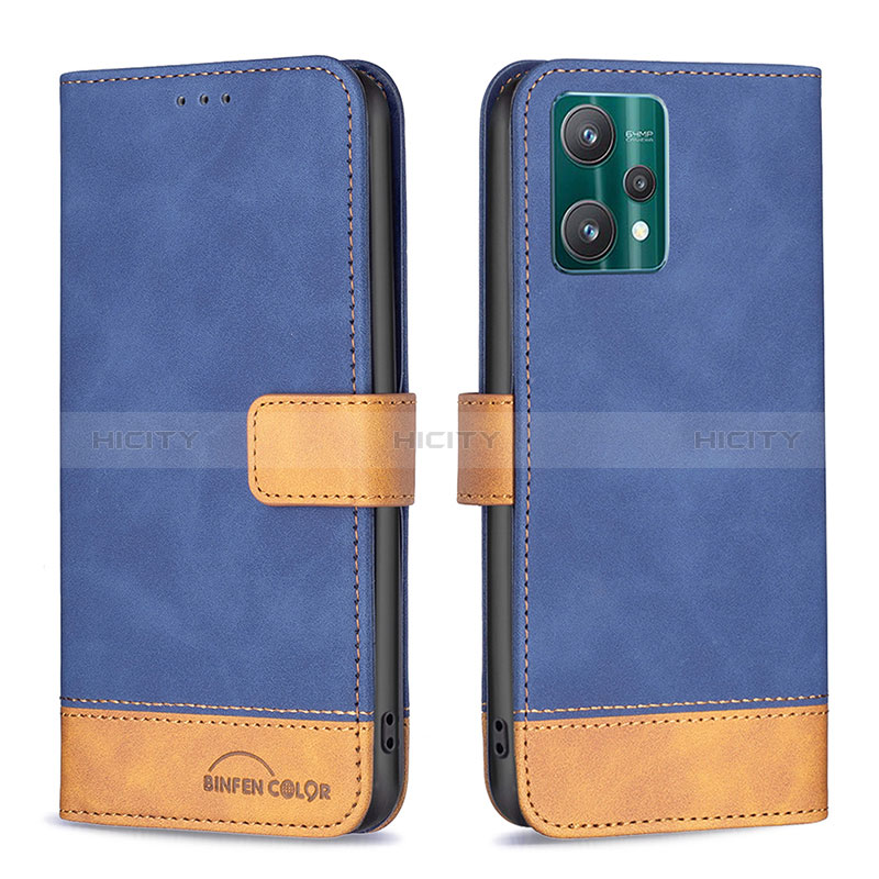 Coque Portefeuille Livre Cuir Etui Clapet B02F pour Realme 9 5G Bleu Plus