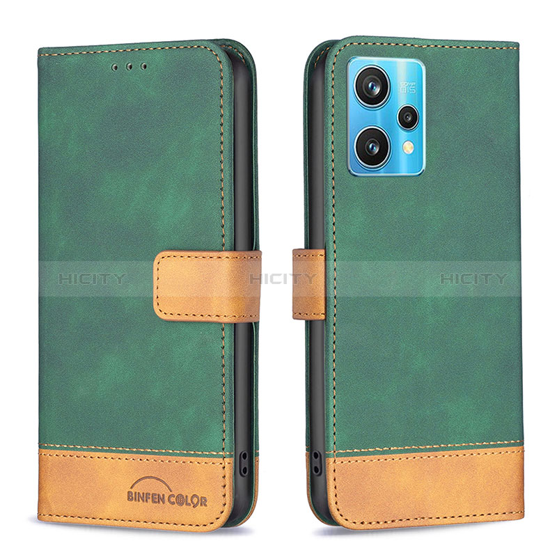 Coque Portefeuille Livre Cuir Etui Clapet B02F pour Realme 9 Pro+ Plus 5G Vert Plus