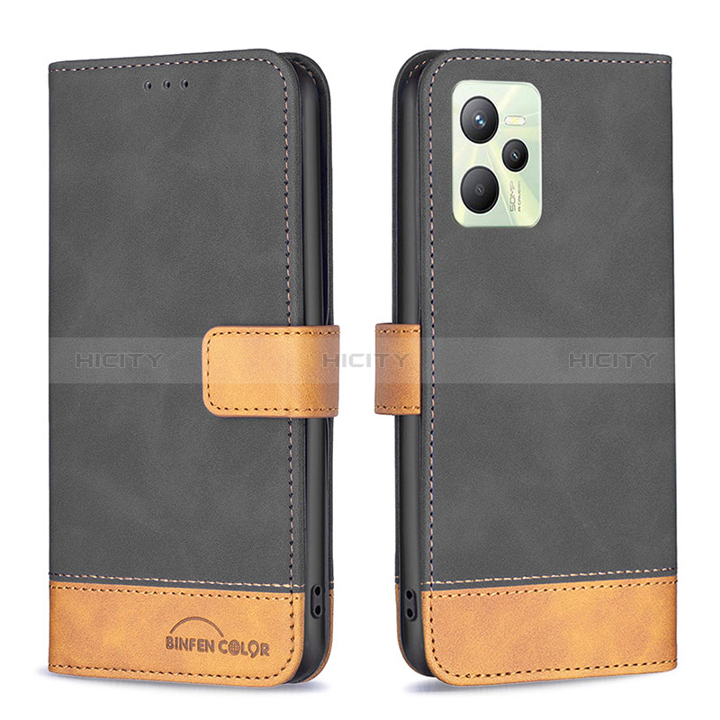 Coque Portefeuille Livre Cuir Etui Clapet B02F pour Realme Narzo 50A Prime Noir Plus