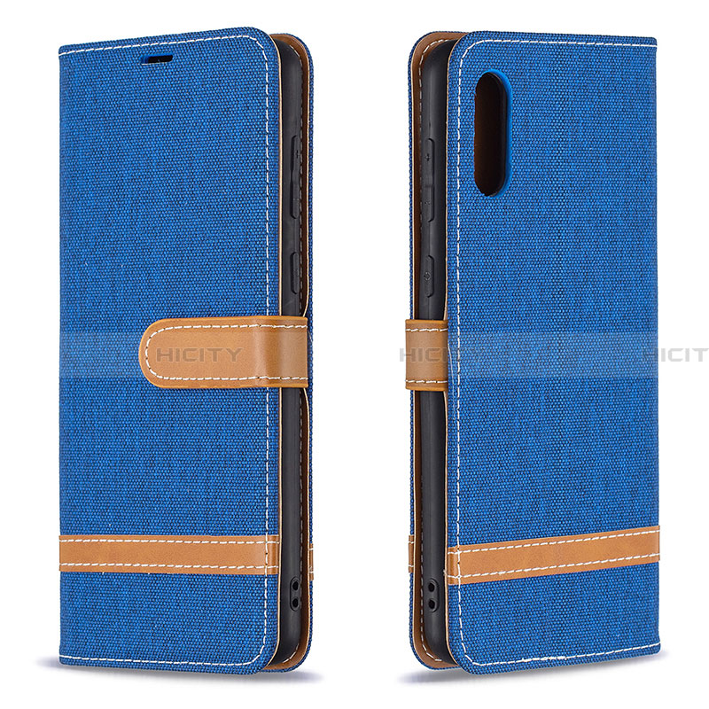 Coque Portefeuille Livre Cuir Etui Clapet B02F pour Samsung Galaxy A02 Bleu Plus