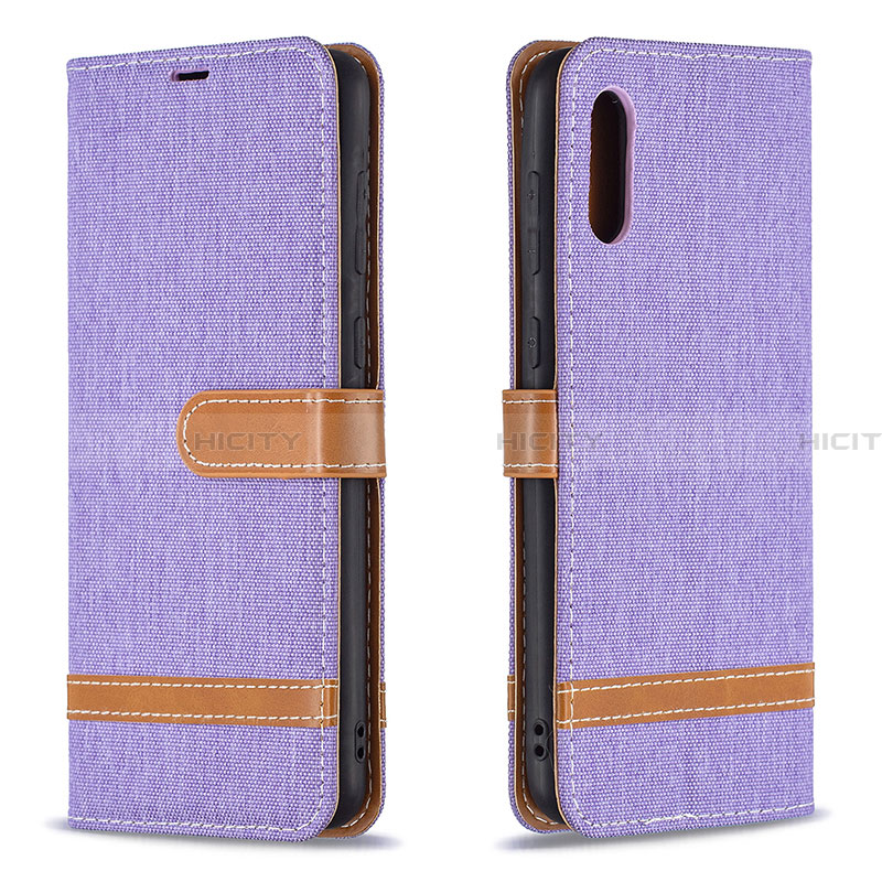 Coque Portefeuille Livre Cuir Etui Clapet B02F pour Samsung Galaxy A02 Violet Clair Plus