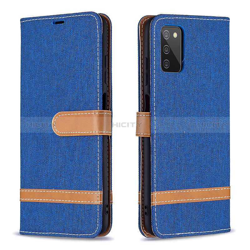 Coque Portefeuille Livre Cuir Etui Clapet B02F pour Samsung Galaxy A02s Bleu Plus