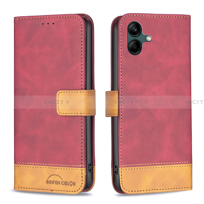 Coque Portefeuille Livre Cuir Etui Clapet B02F pour Samsung Galaxy A04 4G Rouge Plus