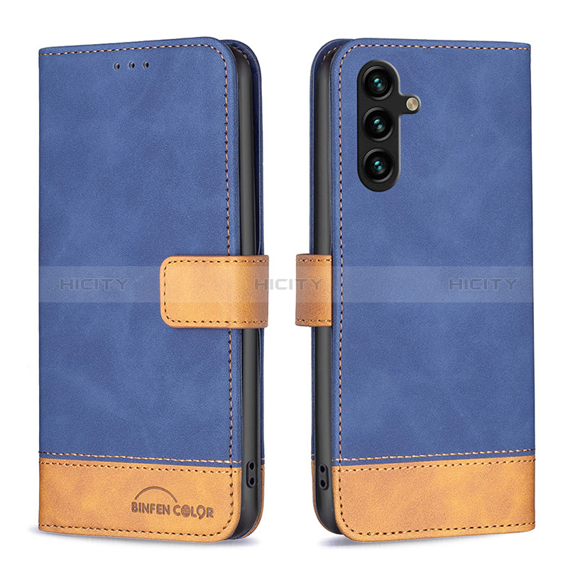 Coque Portefeuille Livre Cuir Etui Clapet B02F pour Samsung Galaxy A04s Bleu Plus