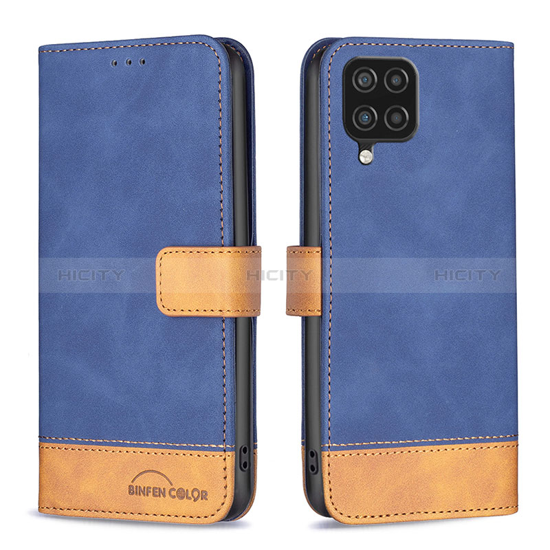 Coque Portefeuille Livre Cuir Etui Clapet B02F pour Samsung Galaxy A12 5G Bleu Plus