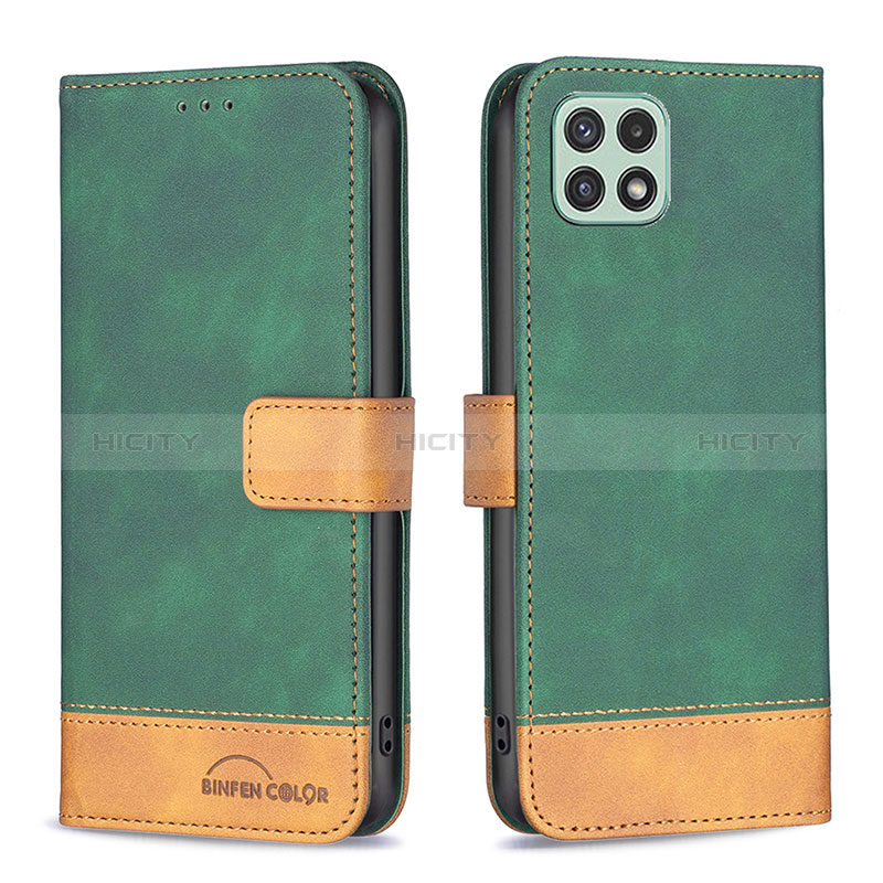 Coque Portefeuille Livre Cuir Etui Clapet B02F pour Samsung Galaxy A22s 5G Vert Plus