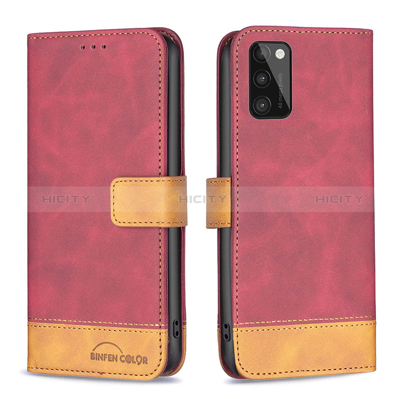 Coque Portefeuille Livre Cuir Etui Clapet B02F pour Samsung Galaxy A41 Rouge Plus