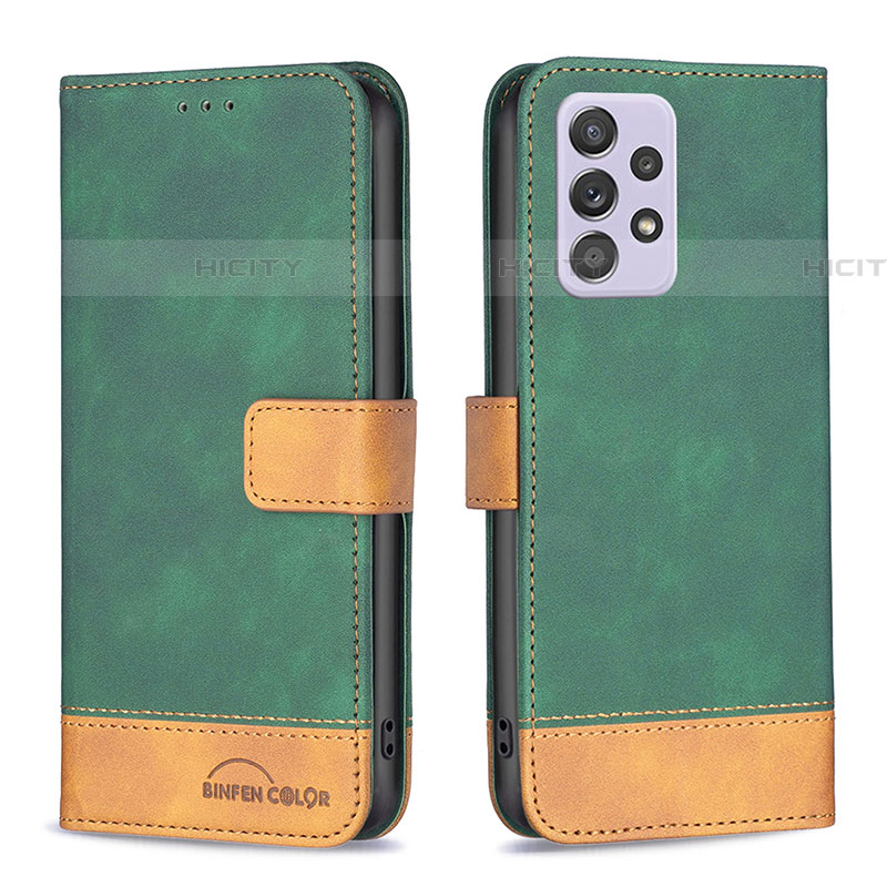 Coque Portefeuille Livre Cuir Etui Clapet B02F pour Samsung Galaxy A52 5G Vert Plus