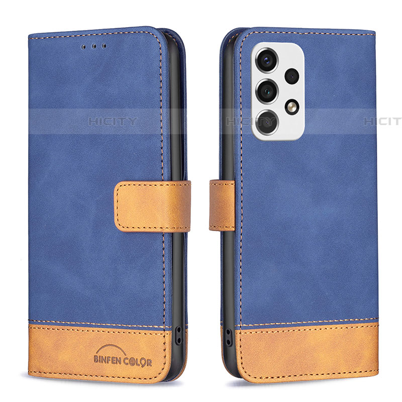 Coque Portefeuille Livre Cuir Etui Clapet B02F pour Samsung Galaxy A53 5G Bleu Plus