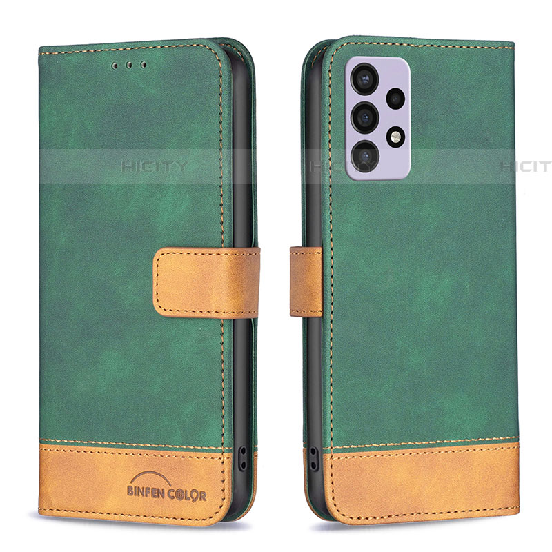 Coque Portefeuille Livre Cuir Etui Clapet B02F pour Samsung Galaxy A72 4G Vert Plus