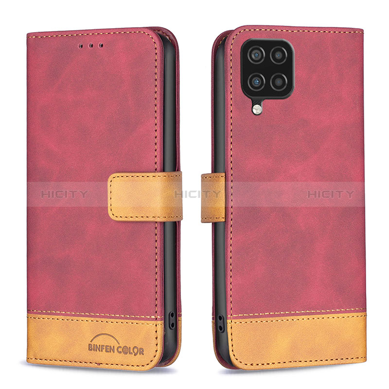 Coque Portefeuille Livre Cuir Etui Clapet B02F pour Samsung Galaxy F12 Rouge Plus