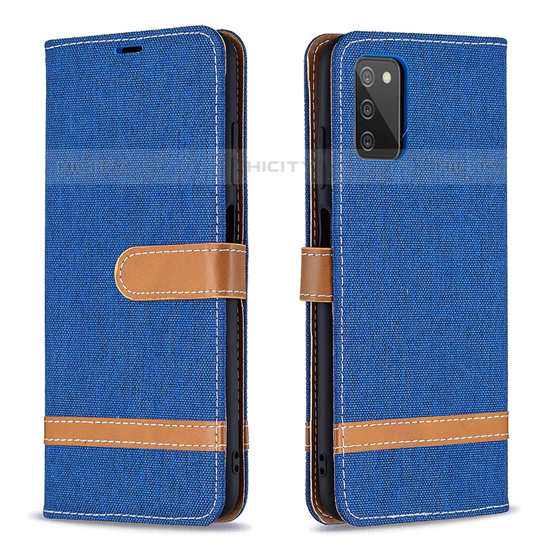 Coque Portefeuille Livre Cuir Etui Clapet B02F pour Samsung Galaxy M02s Bleu Plus