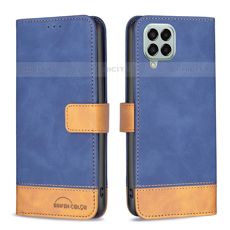 Coque Portefeuille Livre Cuir Etui Clapet B02F pour Samsung Galaxy M33 5G Bleu Plus