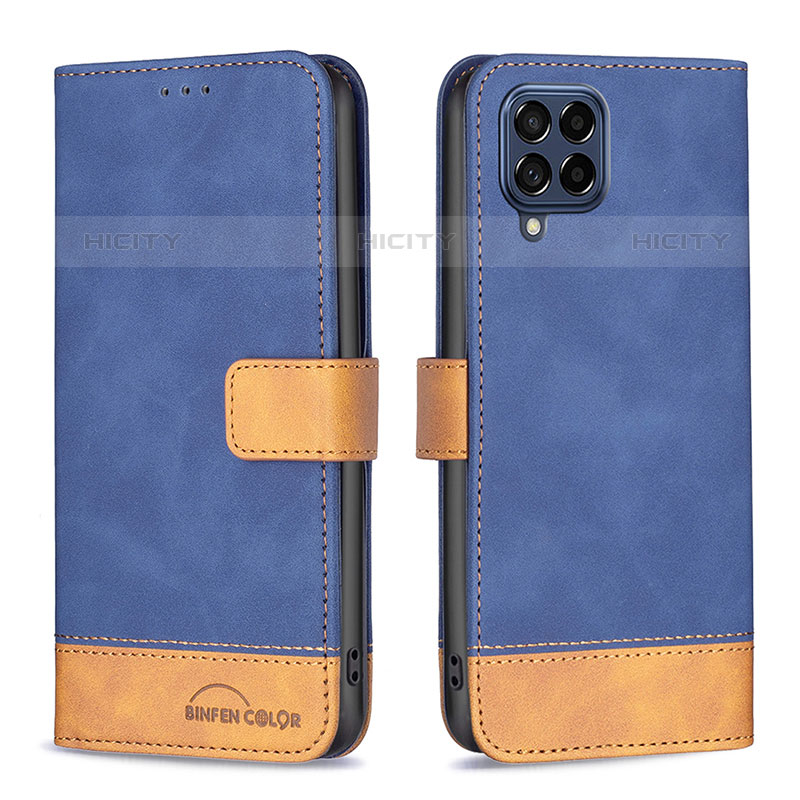 Coque Portefeuille Livre Cuir Etui Clapet B02F pour Samsung Galaxy M53 5G Bleu Plus