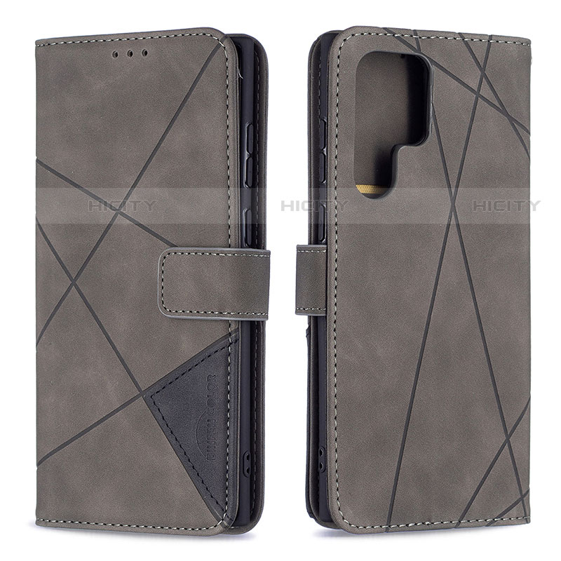 Coque Portefeuille Livre Cuir Etui Clapet B02F pour Samsung Galaxy S21 Ultra 5G Gris Plus