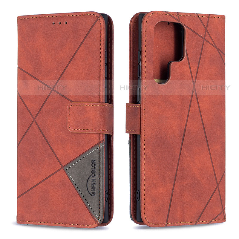 Coque Portefeuille Livre Cuir Etui Clapet B02F pour Samsung Galaxy S21 Ultra 5G Marron Plus