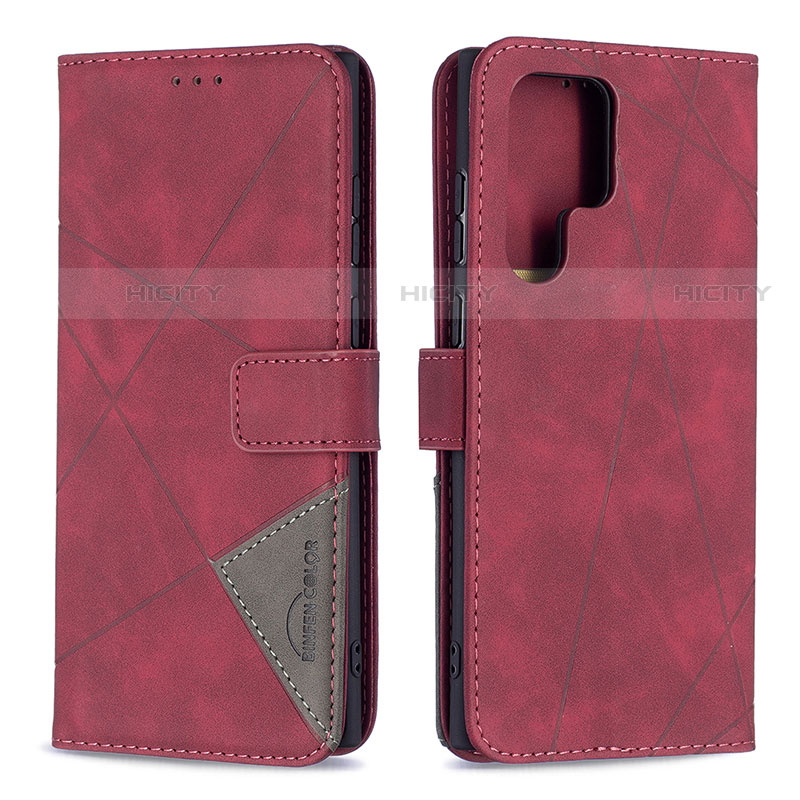 Coque Portefeuille Livre Cuir Etui Clapet B02F pour Samsung Galaxy S21 Ultra 5G Rouge Plus