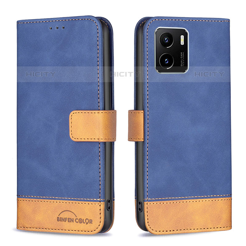 Coque Portefeuille Livre Cuir Etui Clapet B02F pour Vivo iQOO U5x Bleu Plus