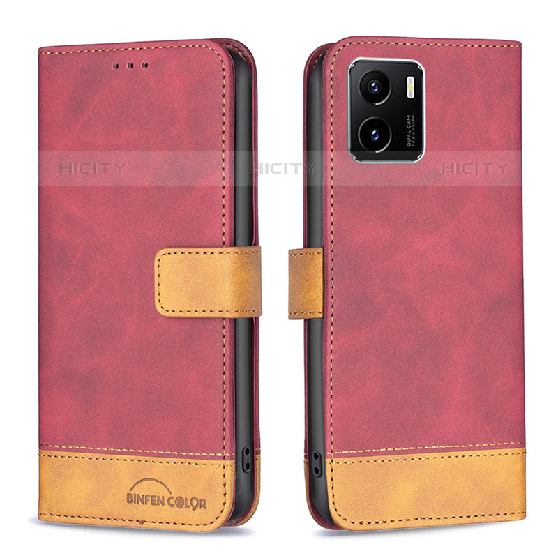 Coque Portefeuille Livre Cuir Etui Clapet B02F pour Vivo iQOO U5x Rouge Plus