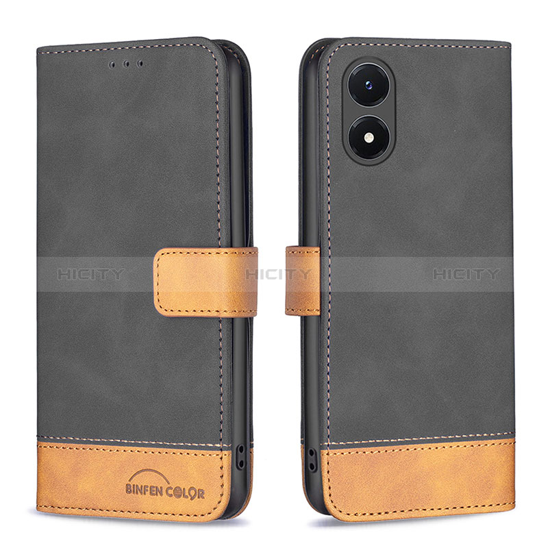 Coque Portefeuille Livre Cuir Etui Clapet B02F pour Vivo Y02S Noir Plus