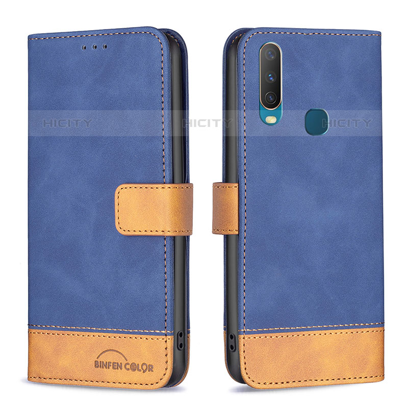 Coque Portefeuille Livre Cuir Etui Clapet B02F pour Vivo Y11 Bleu Plus