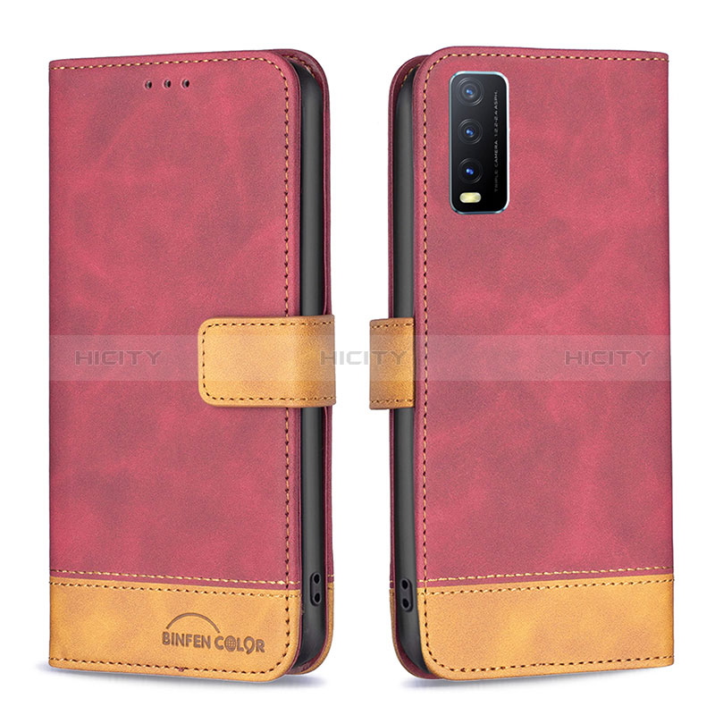 Coque Portefeuille Livre Cuir Etui Clapet B02F pour Vivo Y11s Rouge Plus