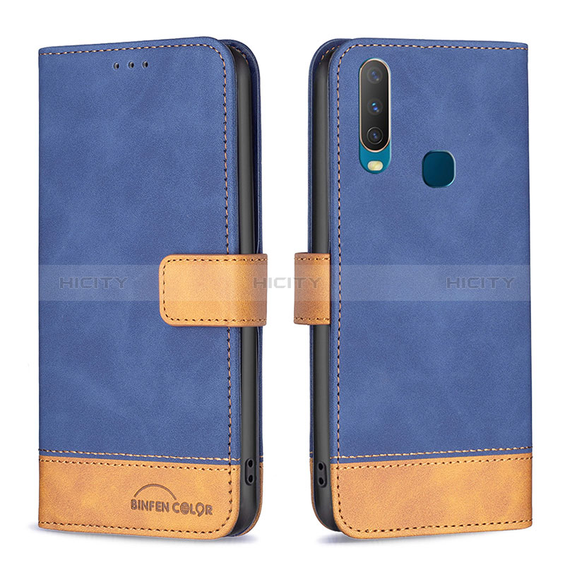 Coque Portefeuille Livre Cuir Etui Clapet B02F pour Vivo Y3s Bleu Plus