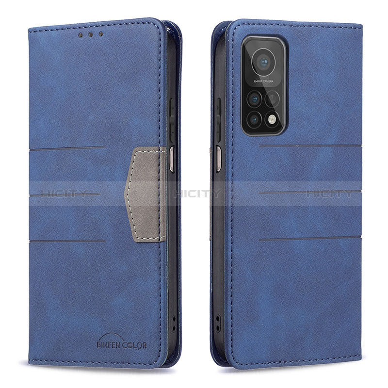 Coque Portefeuille Livre Cuir Etui Clapet B02F pour Xiaomi Mi 10T 5G Bleu Plus