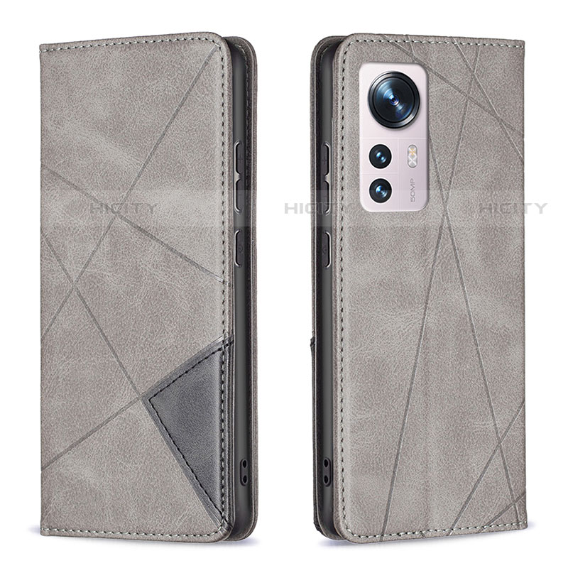 Coque Portefeuille Livre Cuir Etui Clapet B02F pour Xiaomi Mi 12S 5G Gris Plus