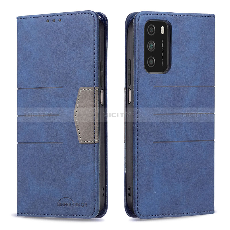 Coque Portefeuille Livre Cuir Etui Clapet B02F pour Xiaomi Poco M3 Bleu Plus