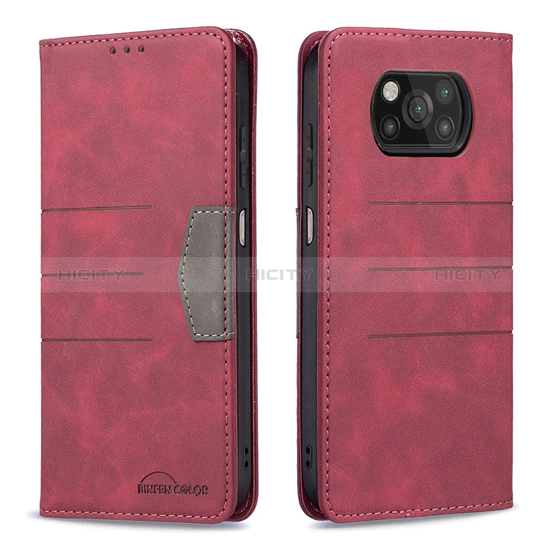 Coque Portefeuille Livre Cuir Etui Clapet B02F pour Xiaomi Poco X3 NFC Rouge Plus