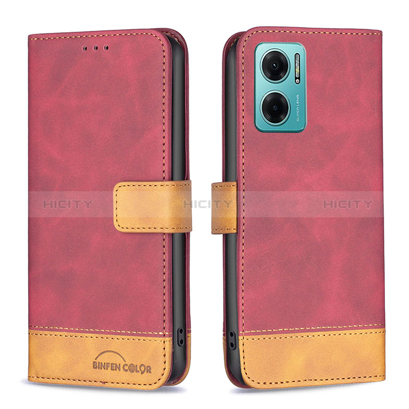 Coque Portefeuille Livre Cuir Etui Clapet B02F pour Xiaomi Redmi 10 5G Rouge Plus