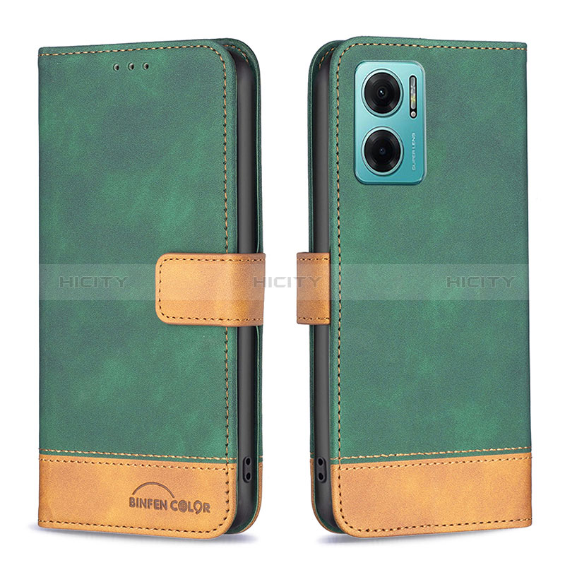 Coque Portefeuille Livre Cuir Etui Clapet B02F pour Xiaomi Redmi 10 5G Vert Plus