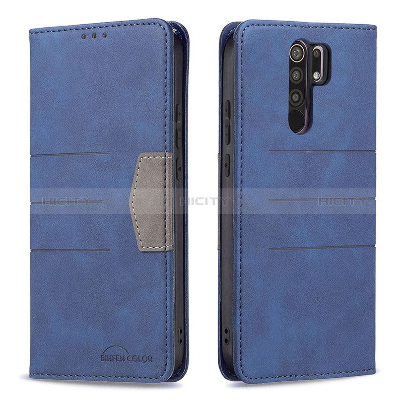 Coque Portefeuille Livre Cuir Etui Clapet B02F pour Xiaomi Redmi 9 Prime India Bleu Plus