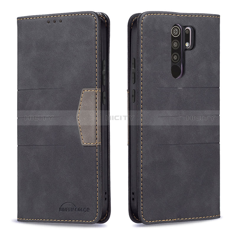 Coque Portefeuille Livre Cuir Etui Clapet B02F pour Xiaomi Redmi 9 Prime India Noir Plus