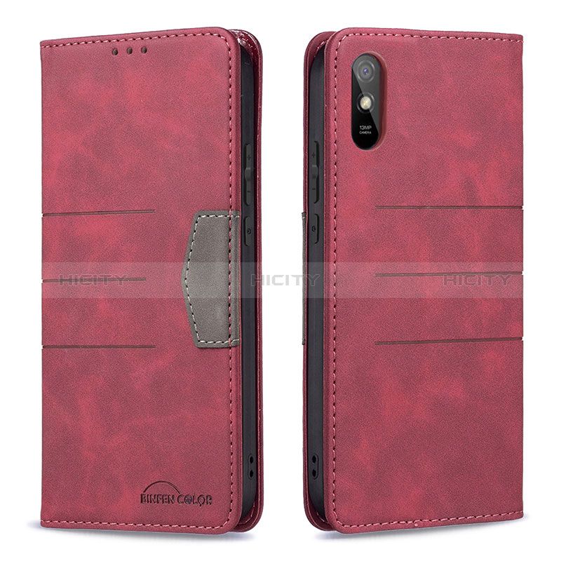 Coque Portefeuille Livre Cuir Etui Clapet B02F pour Xiaomi Redmi 9i Rouge Plus