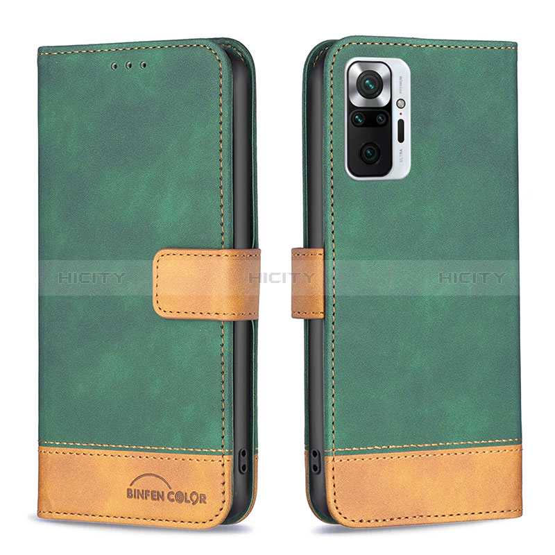 Coque Portefeuille Livre Cuir Etui Clapet B02F pour Xiaomi Redmi Note 10 Pro 4G Vert Plus