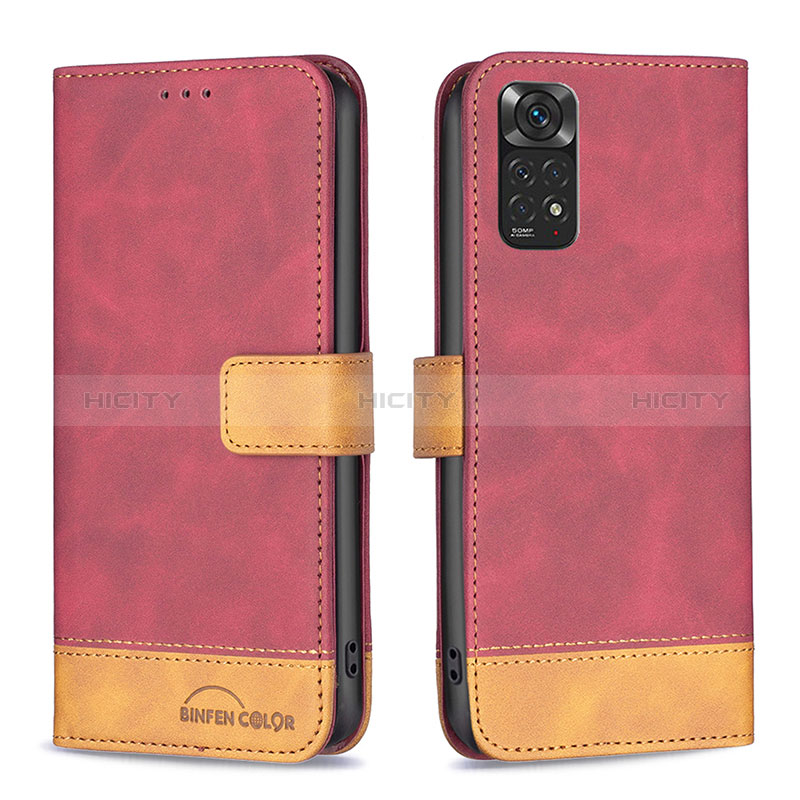 Coque Portefeuille Livre Cuir Etui Clapet B02F pour Xiaomi Redmi Note 11 4G (2022) Rouge Plus