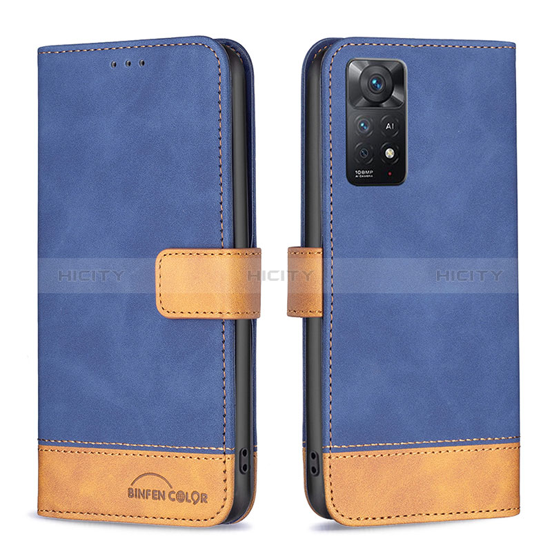 Coque Portefeuille Livre Cuir Etui Clapet B02F pour Xiaomi Redmi Note 11 Pro 4G Bleu Plus