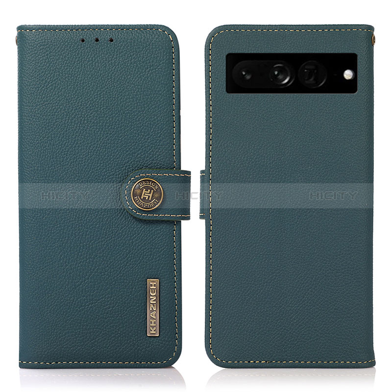 Coque Portefeuille Livre Cuir Etui Clapet B02H pour Google Pixel 7 Pro 5G Vert Plus