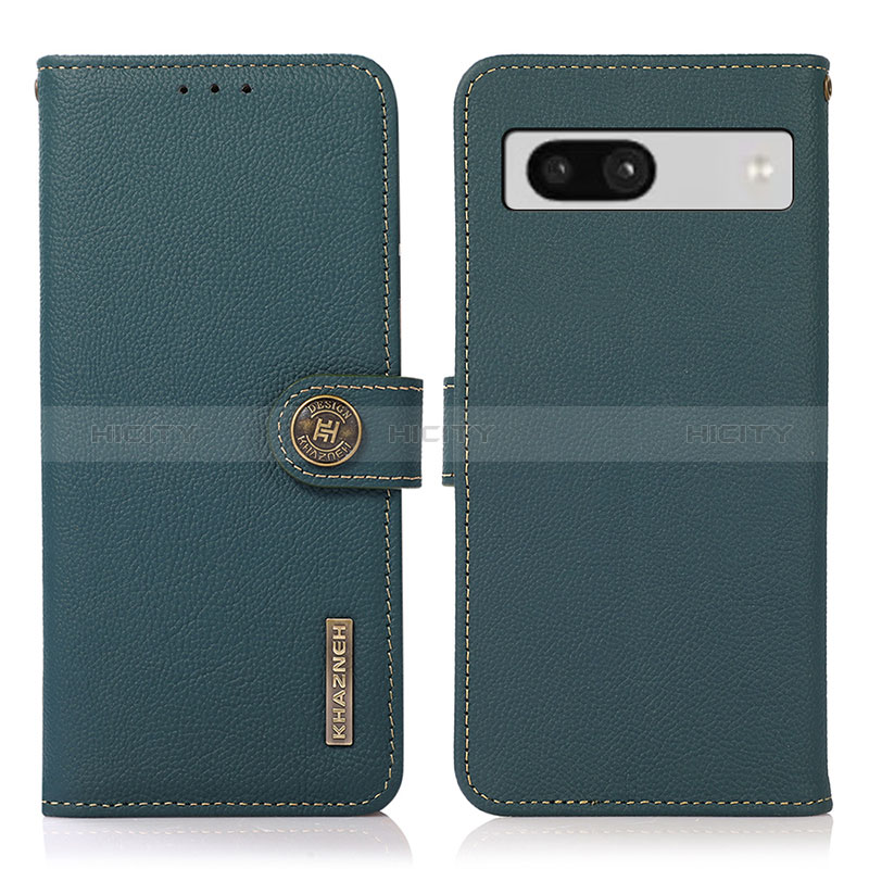 Coque Portefeuille Livre Cuir Etui Clapet B02H pour Google Pixel 7a 5G Vert Plus