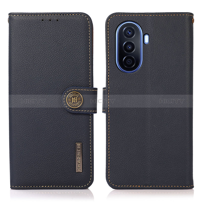 Coque Portefeuille Livre Cuir Etui Clapet B02H pour Huawei Enjoy 50 Bleu Plus