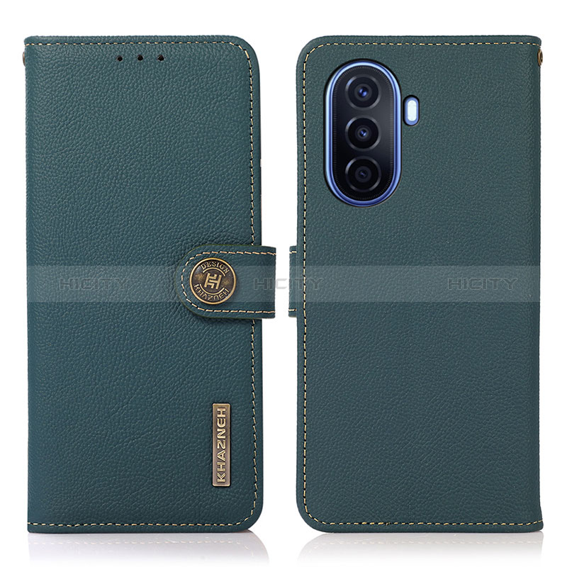 Coque Portefeuille Livre Cuir Etui Clapet B02H pour Huawei Enjoy 50 Vert Plus