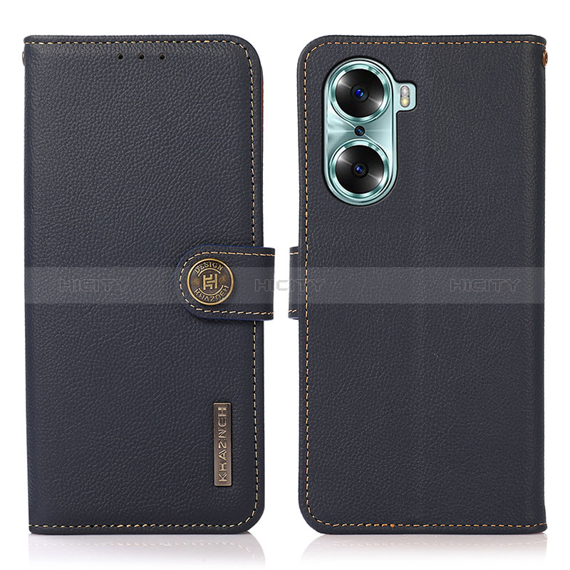 Coque Portefeuille Livre Cuir Etui Clapet B02H pour Huawei Honor 60 5G Bleu Plus