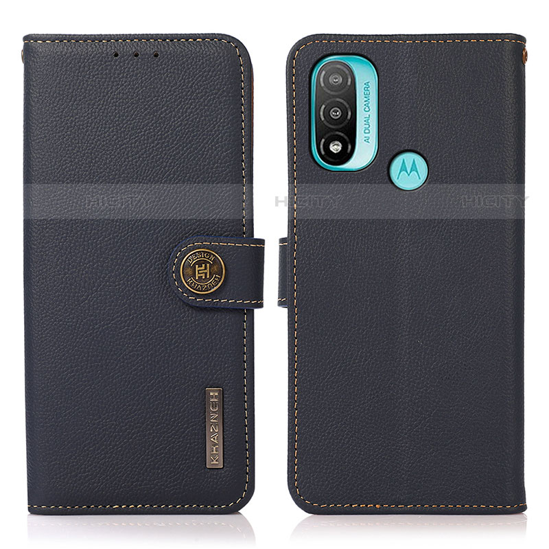 Coque Portefeuille Livre Cuir Etui Clapet B02H pour Motorola Moto E20 Bleu Plus