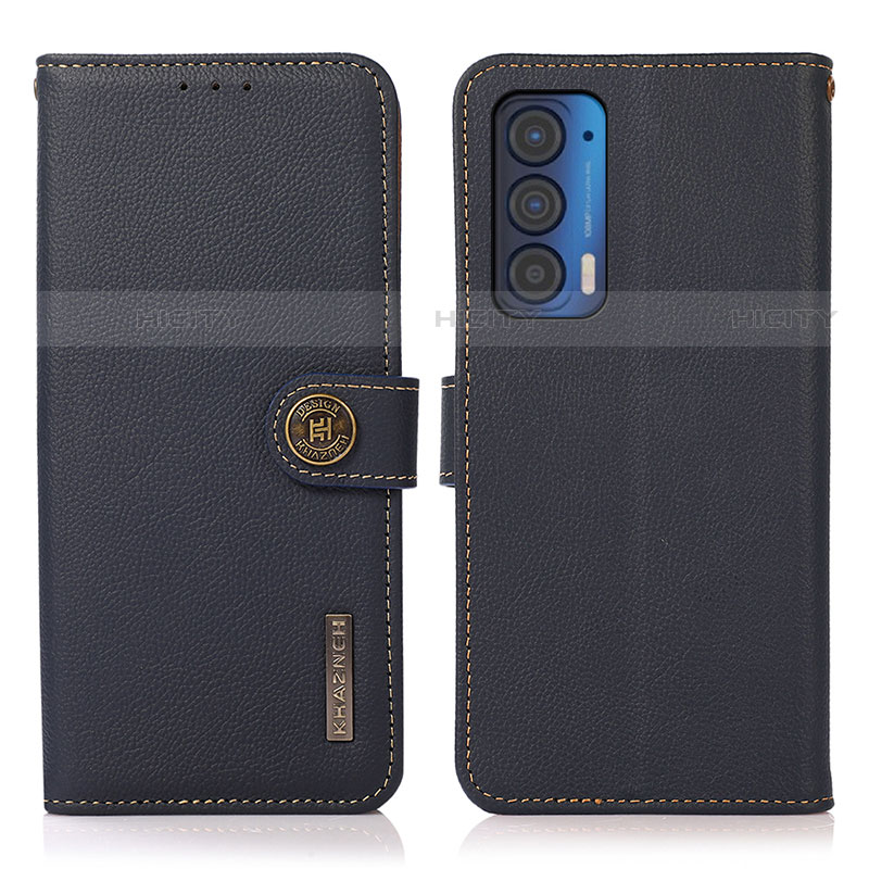 Coque Portefeuille Livre Cuir Etui Clapet B02H pour Motorola Moto Edge (2021) 5G Bleu Plus