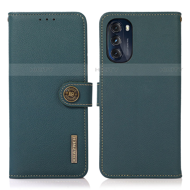 Coque Portefeuille Livre Cuir Etui Clapet B02H pour Motorola Moto G 5G (2022) Vert Plus