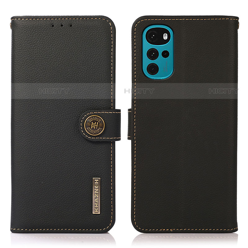 Coque Portefeuille Livre Cuir Etui Clapet B02H pour Motorola Moto G22 Noir Plus