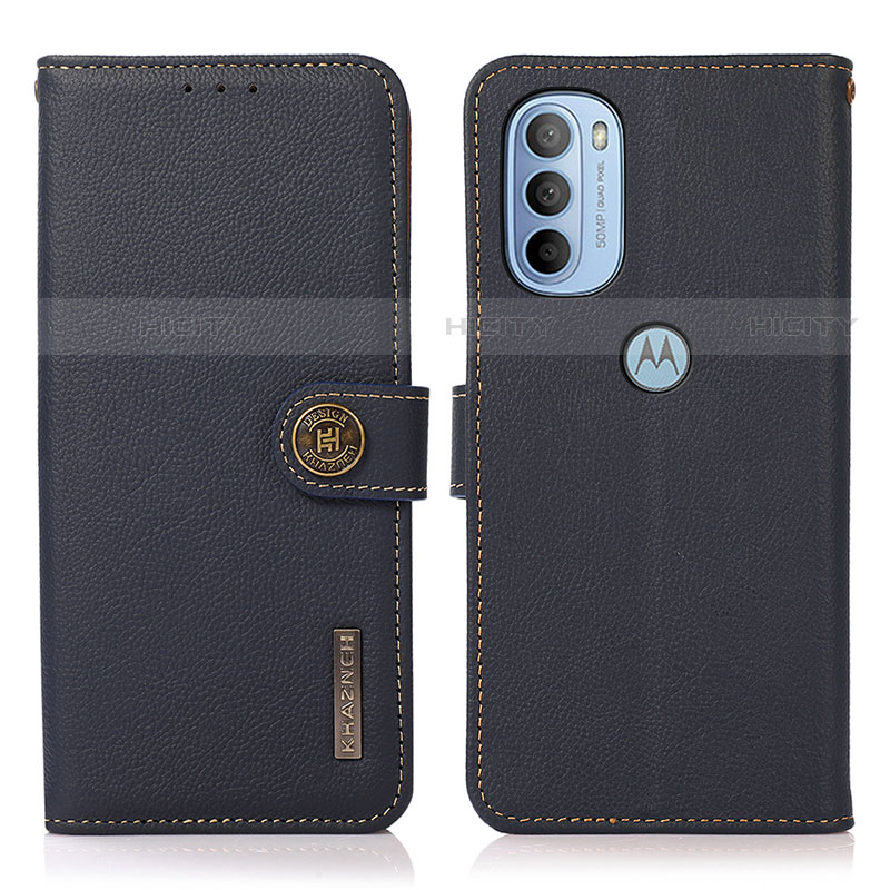 Coque Portefeuille Livre Cuir Etui Clapet B02H pour Motorola Moto G31 Bleu Plus