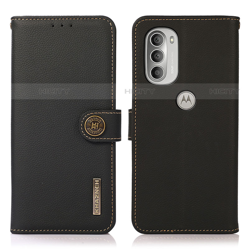 Coque Portefeuille Livre Cuir Etui Clapet B02H pour Motorola Moto G51 5G Noir Plus